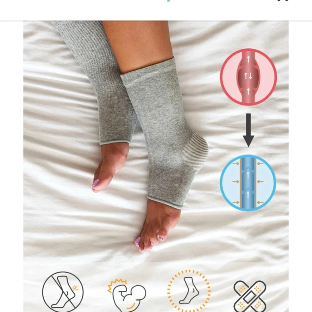 Bamboo Gray Compression Foot sleeves - Picture 5 of 10